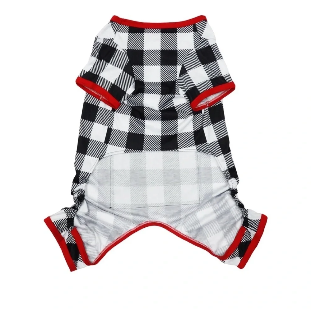 NWT vibrant dog life black and white plaid jersey pajamas Sz small Christmas